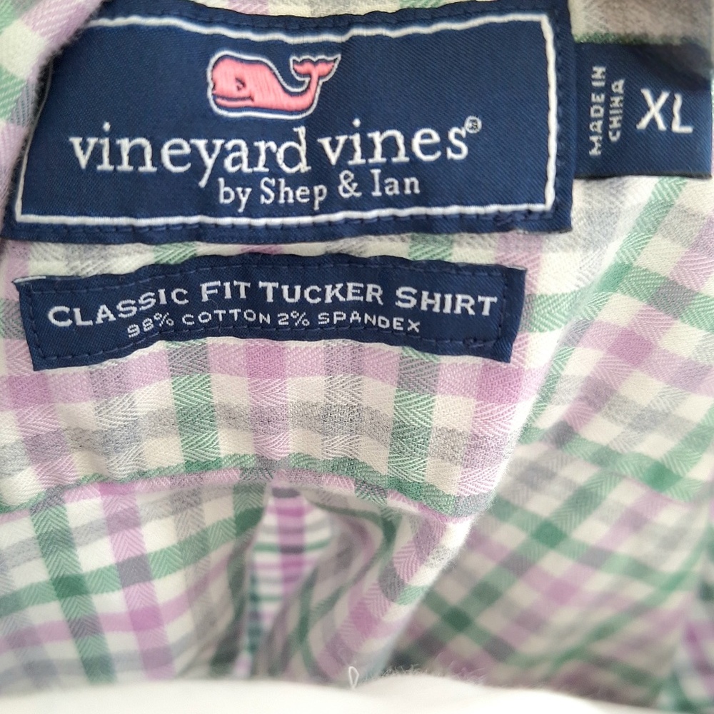 Vineyard Vines Men's Button-Down Shirt – Size XL – Green & Purple Plaid - Picture 6 of 8